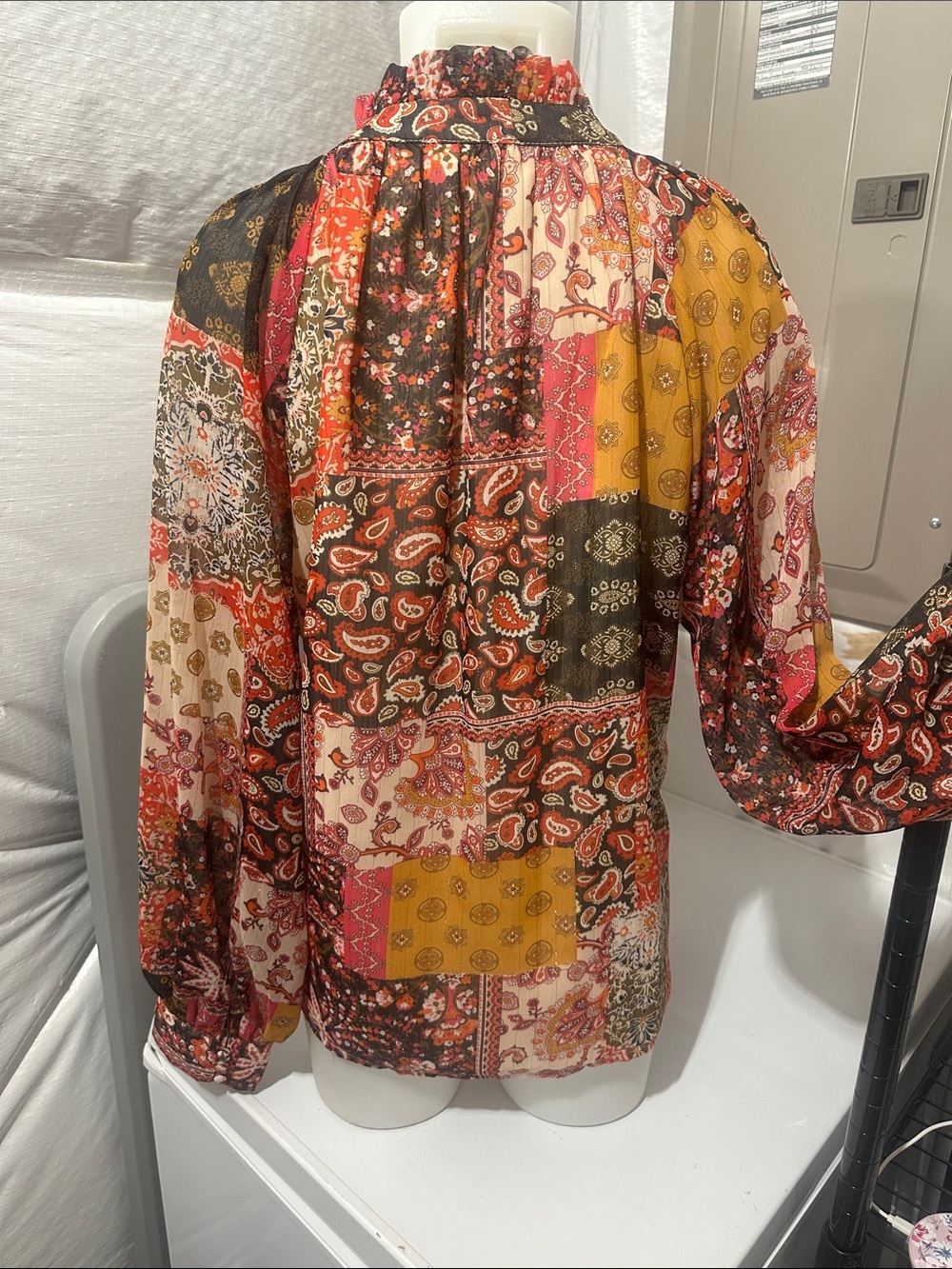 entro Multicolor Patchwork Button-Down Blouse - Picture 5 of 7